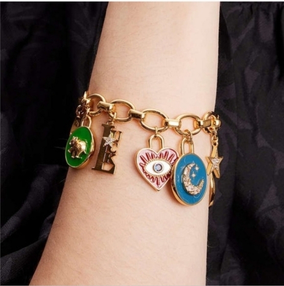 Kate Spade Like Magic Charm Bracelet Gold Tone Charms with Colorful - Picture 8 of 10
